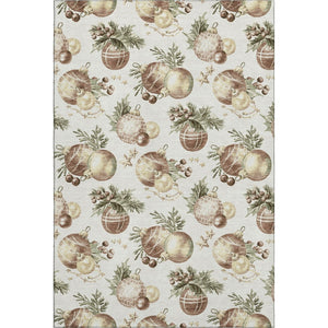 HomeRoots 10' X 14' Washable Area Rug - Stylish Ivory Brown Beige Polka Dots with UV Protection & Durability 702509