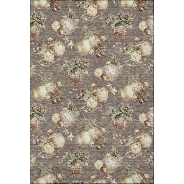 HomeRoots 5' X 8' Stylish Taupe Brown & Beige Polka Dot Washable Area Rug with UV Protection for Busy Homes 702511