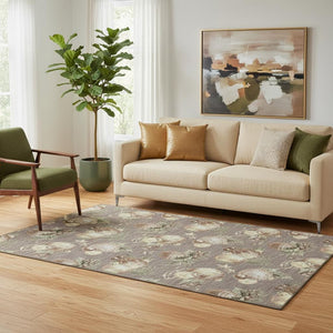HomeRoots 5' X 8' Stylish Taupe Brown & Beige Polka Dot Washable Area Rug with UV Protection for Busy Homes 702511