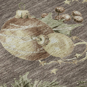 HomeRoots 8' Taupe Brown & Beige Polka Dot Washable Round Rug with UV Protection for Versatile Home Decor 702512