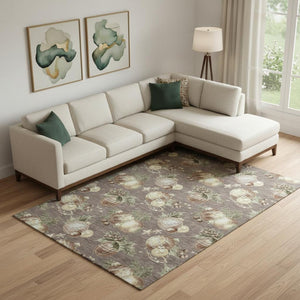 HomeRoots 9' X 12' Stylish Taupe Brown & Beige Polka Dot Washable Area Rug with UV Protection for Home Decor 702514