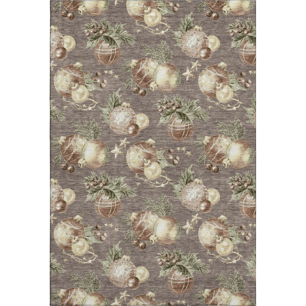 HomeRoots 9' X 12' Stylish Taupe Brown & Beige Polka Dot Washable Area Rug with UV Protection for Home Decor 702514