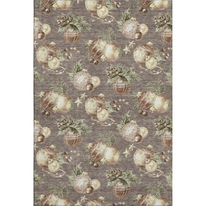 HomeRoots 9' X 12' Stylish Taupe Brown & Beige Polka Dot Washable Area Rug with UV Protection for Home Decor 702514