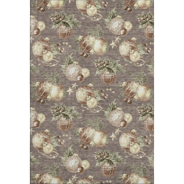 HomeRoots 10' X 14' Taupe Brown & Beige Polka Dot Washable Area Rug - UV Protected, Durable & Stylish Home Essential 702515