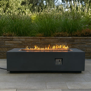 HomeRoots 60000 BTU Black Magnesium Oxide Propane Fire Pit Table - Stylish, Durable, and Safe for Outdoor Fun 702528