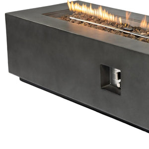 HomeRoots 60000 BTU Black Magnesium Oxide Propane Fire Pit Table - Stylish, Durable, and Safe for Outdoor Fun 702528