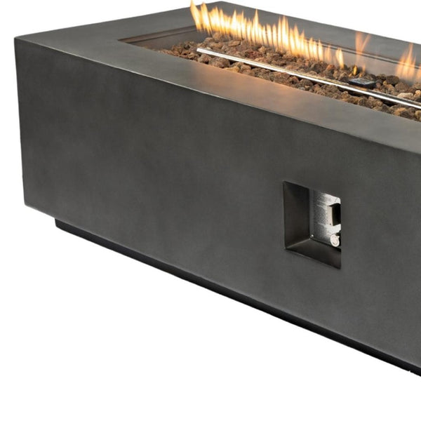 HomeRoots 60000 BTU Black Magnesium Oxide Propane Fire Pit Table - Stylish, Durable, and Safe for Outdoor Fun 702528