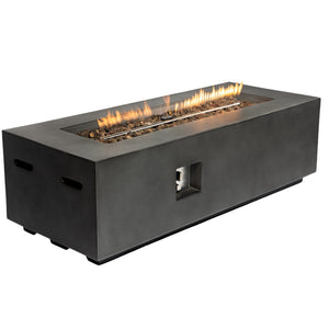 HomeRoots 60000 BTU Black Magnesium Oxide Propane Fire Pit Table - Stylish, Durable, and Safe for Outdoor Fun 702528