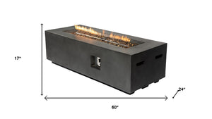 HomeRoots 60000 BTU Black Magnesium Oxide Propane Fire Pit Table - Stylish, Durable, and Safe for Outdoor Fun 702528