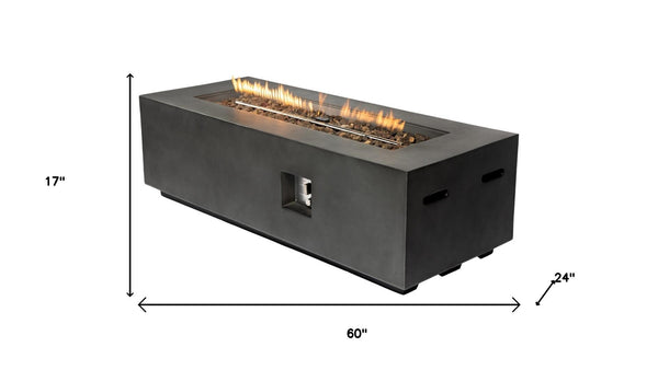 HomeRoots 60000 BTU Black Magnesium Oxide Propane Fire Pit Table - Stylish, Durable, and Safe for Outdoor Fun 702528