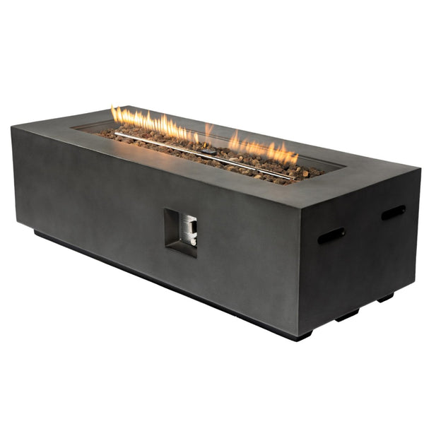 HomeRoots 60000 BTU Black Magnesium Oxide Propane Fire Pit Table - Stylish, Durable, and Safe for Outdoor Fun 702528