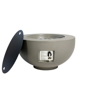 HomeRoots 40000 BTU Round Fire Pit Table in Gray Magnesium Oxide - Stylish, Durable, and Perfect for Outdoor Gatherings 702529