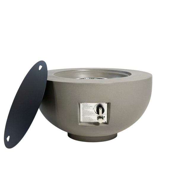 HomeRoots 40000 BTU Round Fire Pit Table in Gray Magnesium Oxide - Stylish, Durable, and Perfect for Outdoor Gatherings 702529
