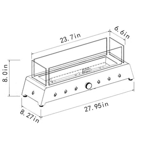 HomeRoots 40000 BTU Black Steel Propane Fire Pit – Modern Rectangular Design with Adjustable Flame Control 702530