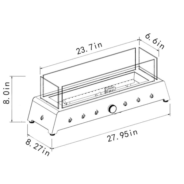 HomeRoots 40000 BTU Black Steel Propane Fire Pit – Modern Rectangular Design with Adjustable Flame Control 702530