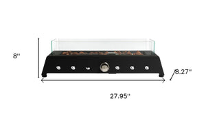 HomeRoots 40000 BTU Black Steel Propane Fire Pit – Modern Rectangular Design with Adjustable Flame Control 702530