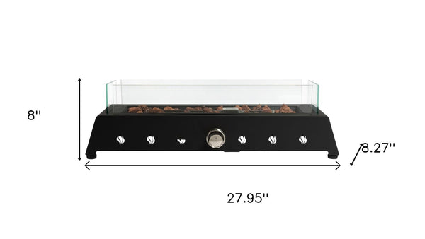 HomeRoots 40000 BTU Black Steel Propane Fire Pit – Modern Rectangular Design with Adjustable Flame Control 702530