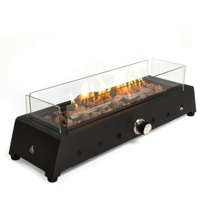 HomeRoots 40000 BTU Black Steel Propane Fire Pit – Modern Rectangular Design with Adjustable Flame Control 702530