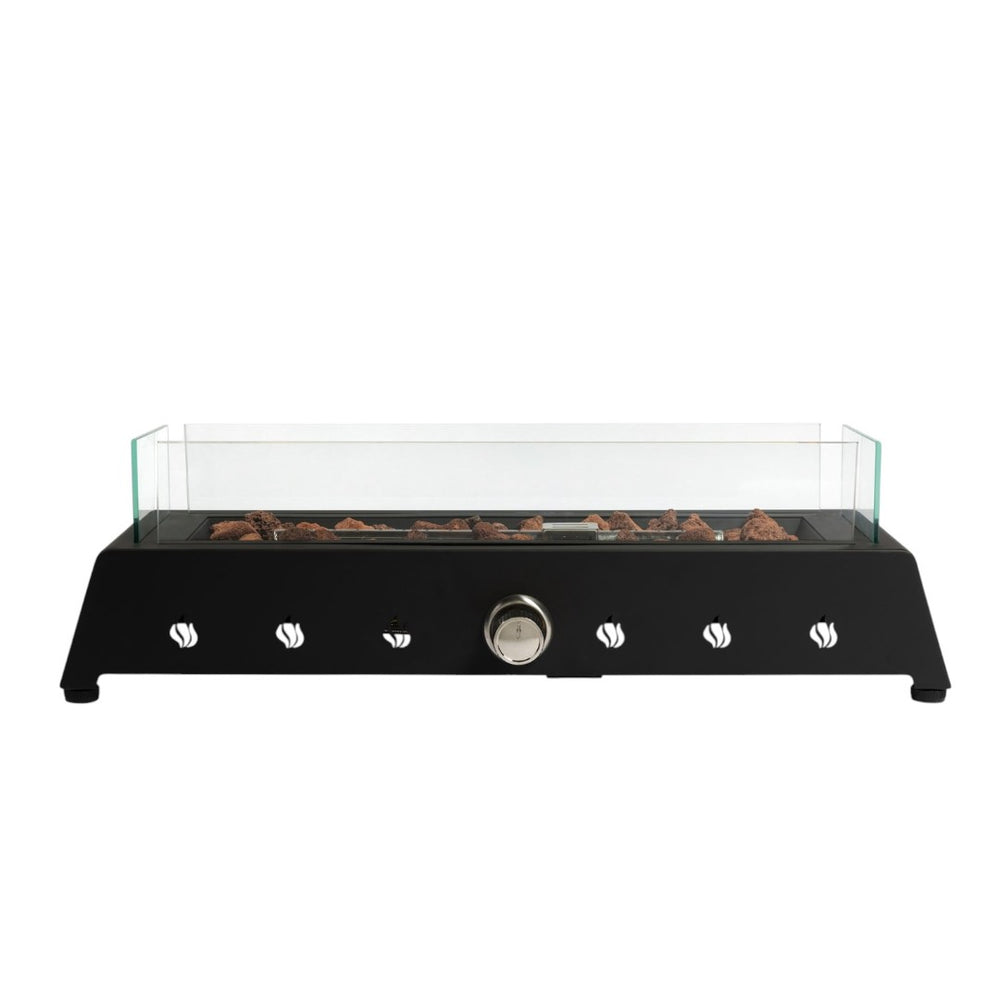 HomeRoots 40000 BTU Black Steel Propane Fire Pit – Modern Rectangular Design with Adjustable Flame Control 702530