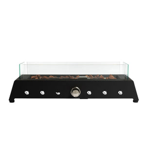 HomeRoots 40000 BTU Black Steel Propane Fire Pit – Modern Rectangular Design with Adjustable Flame Control 702530