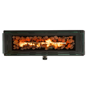 HomeRoots 40000 BTU Black Steel Propane Fire Pit – Modern Rectangular Design with Adjustable Flame Control 702530