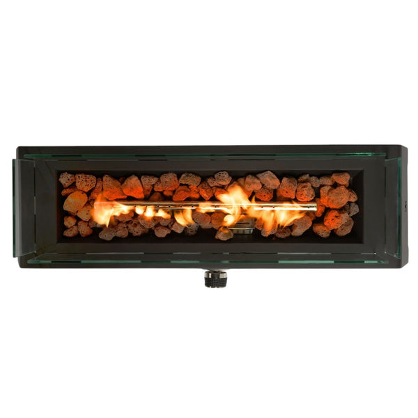 HomeRoots 40000 BTU Black Steel Propane Fire Pit – Modern Rectangular Design with Adjustable Flame Control 702530