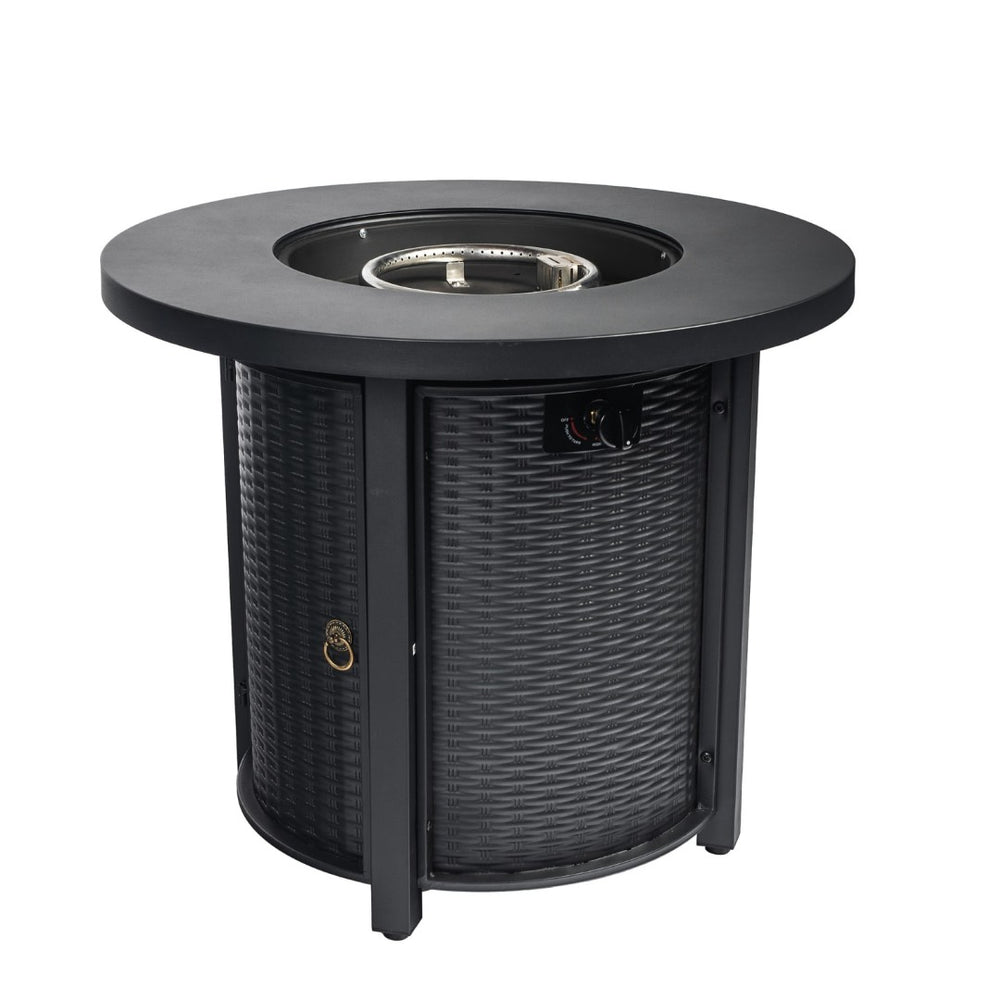 HomeRoots 50000 BTU Black Steel Round Fire Pit Table - Stylish, Durable, and Perfect for Outdoor Gatherings! 702531