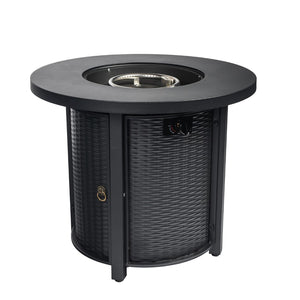 HomeRoots 50000 BTU Black Steel Round Fire Pit Table - Stylish, Durable, and Perfect for Outdoor Gatherings! 702531