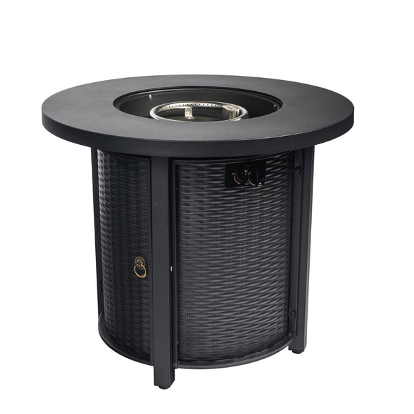 HomeRoots 50000 BTU Black Steel Round Fire Pit Table - Stylish, Durable, and Perfect for Outdoor Gatherings! 702531