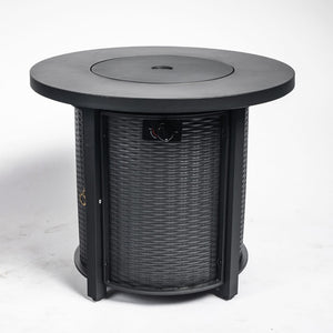 HomeRoots 50000 BTU Black Steel Round Fire Pit Table - Stylish, Durable, and Perfect for Outdoor Gatherings! 702531