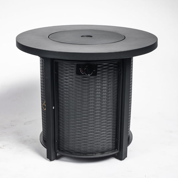 HomeRoots 50000 BTU Black Steel Round Fire Pit Table - Stylish, Durable, and Perfect for Outdoor Gatherings! 702531