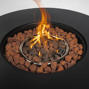 HomeRoots 50000 BTU Black Steel Round Fire Pit Table - Stylish, Durable, and Perfect for Outdoor Gatherings! 702531