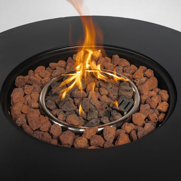 HomeRoots 50000 BTU Black Steel Round Fire Pit Table - Stylish, Durable, and Perfect for Outdoor Gatherings! 702531