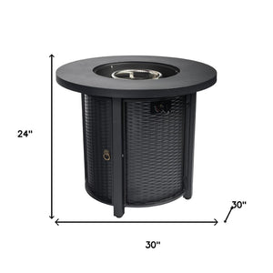 HomeRoots 50000 BTU Black Steel Round Fire Pit Table - Stylish, Durable, and Perfect for Outdoor Gatherings! 702531