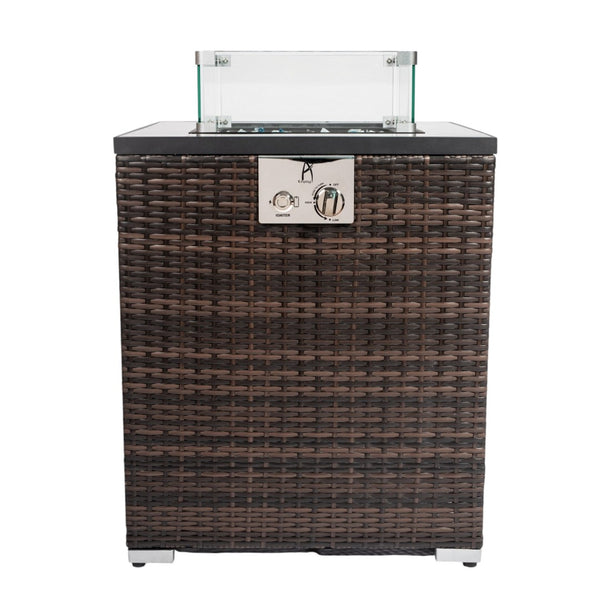 HomeRoots 50000 BTU Espresso Wicker Propane Fire Pit Table - Elegant Outdoor Heating & Stylish Gatherings 702533