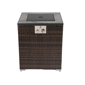 HomeRoots 50000 BTU Espresso Wicker Propane Fire Pit Table - Elegant Outdoor Heating & Stylish Gatherings 702533