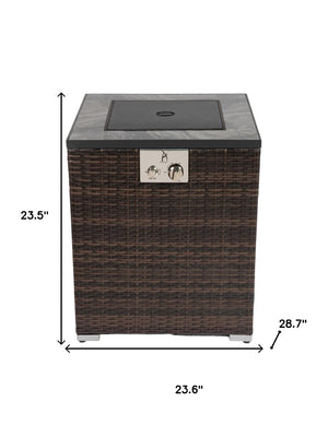 HomeRoots 50000 BTU Espresso Wicker Propane Fire Pit Table - Elegant Outdoor Heating & Stylish Gatherings 702533