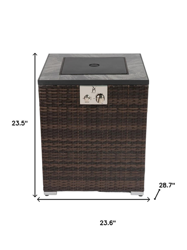 HomeRoots 50000 BTU Espresso Wicker Propane Fire Pit Table - Elegant Outdoor Heating & Stylish Gatherings 702533