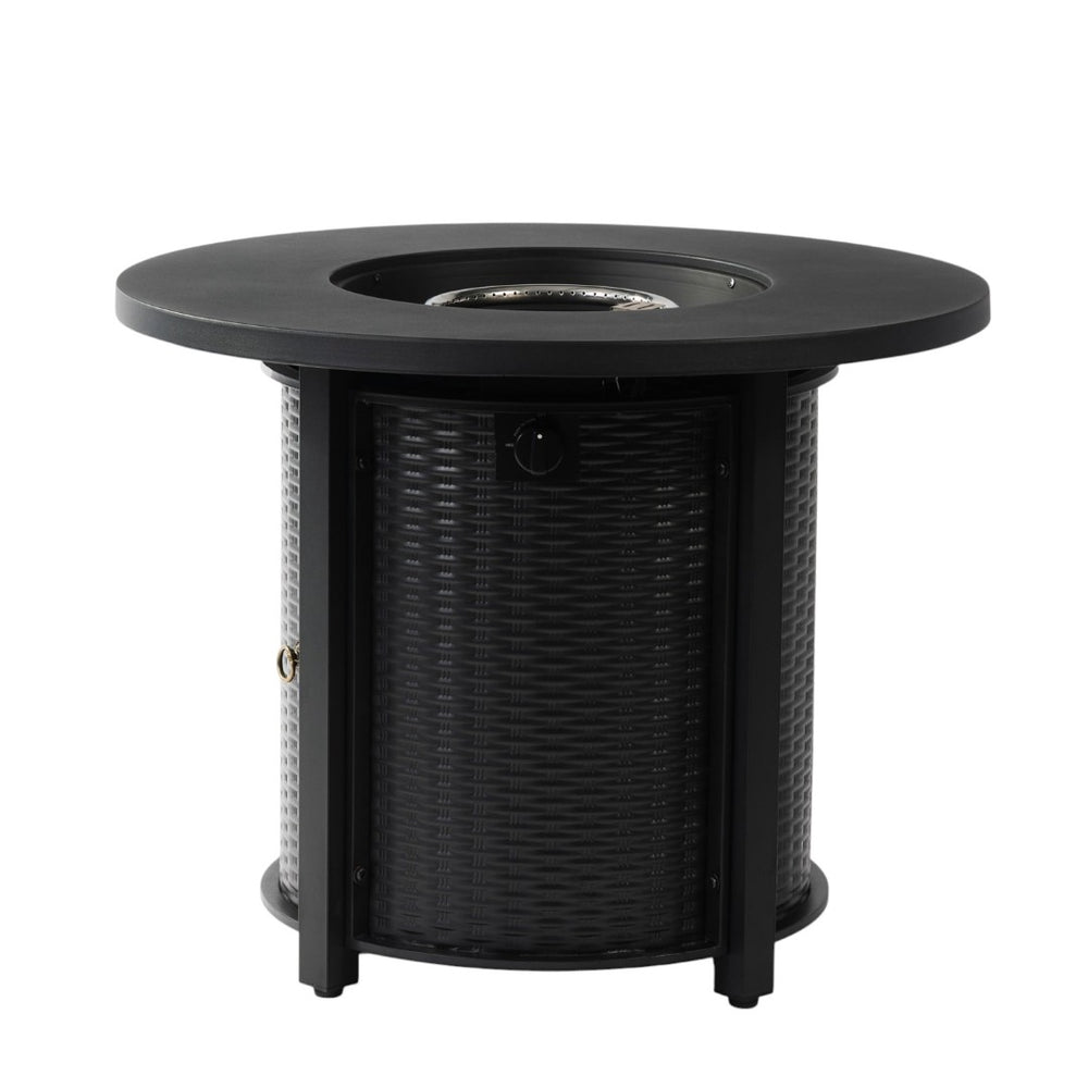 HomeRoots 50000 BTU Modern Black Steel Propane Fire Pit Table – Perfect for Outdoor Gatherings & Ambiance 702535