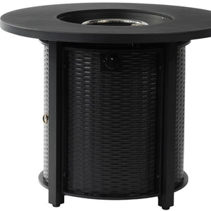 HomeRoots 50000 BTU Modern Black Steel Propane Fire Pit Table – Perfect for Outdoor Gatherings & Ambiance 702535
