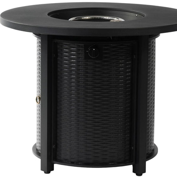 HomeRoots 50000 BTU Modern Black Steel Propane Fire Pit Table – Perfect for Outdoor Gatherings & Ambiance 702535