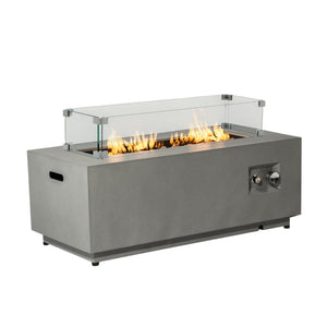 HomeRoots 50000 BTU 42" Gray Steel Propane Fire Pit Table - Cozy Outdoor Gatherings with Cover & Safety Features 702536
