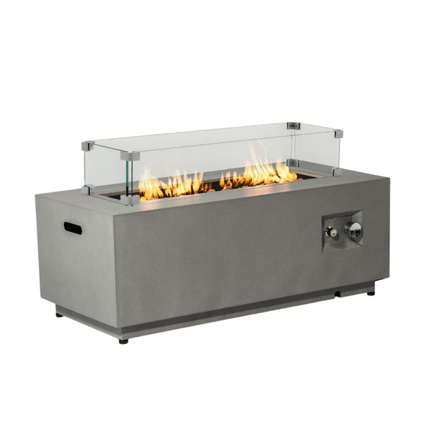 HomeRoots 50000 BTU 42" Gray Steel Propane Fire Pit Table - Cozy Outdoor Gatherings with Cover & Safety Features 702536