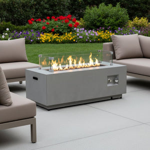 HomeRoots 50000 BTU 42" Gray Steel Propane Fire Pit Table - Cozy Outdoor Gatherings with Cover & Safety Features 702536