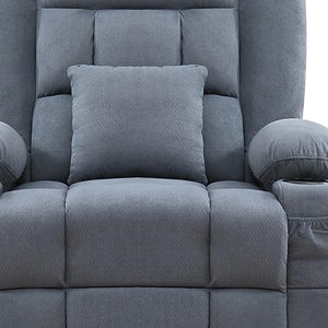 HomeRoots 38" Blue Tufted Cotton Blend Recliner with Heat, Massage, USB, and Swivel for Ultimate Comfort 702540
