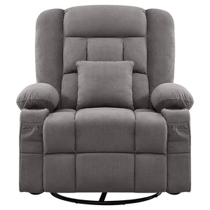 HomeRoots 38" Gray Tufted Swivel Rocker Recliner with USB, Massage & Heat - Ultimate Comfort for Any Room! 702541
