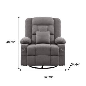 HomeRoots 38" Gray Tufted Swivel Rocker Recliner with USB, Massage & Heat - Ultimate Comfort for Any Room! 702541