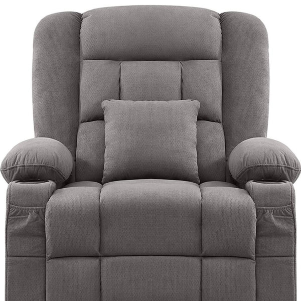 HomeRoots 38" Gray Tufted Swivel Rocker Recliner with USB, Massage & Heat - Ultimate Comfort for Any Room! 702541