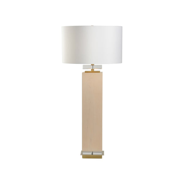 Chelsea House Birds Birds-Eye Buffet Lamp — Tall Birds-Eye Maple Column With Crystal & Antique Brass Accents, 44" 70255