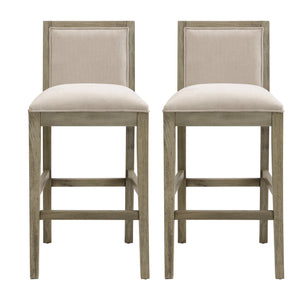 English Elm Christopher Knight Home® - 30.5 Inch Bar Stools Set of 2 with Upholstered Fabric Seats, Rubberwood Frame, 30.5" Height, 300 lb Capacity Beige,Grey N780P192217T